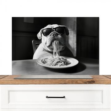 Spatscherm Aluminium - Hond - Bulldog - Pasta - Bril - Stoer - Dieren