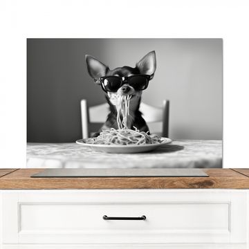 Spatscherm Aluminium - Chihuahua - Hond - Zonnebril - Humoristisch - Zwart - Wit - Spaghetti