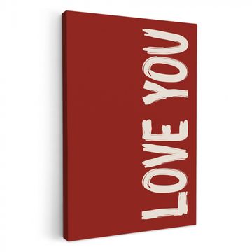 Canvas schilderij - Schuin - Loveyou - Rood