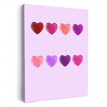 Canvas schilderij - Lolly - Hart - Roze - Snoep