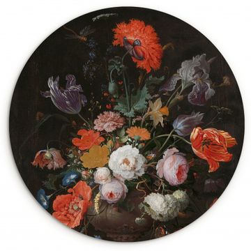 Muurcirkel - Stilleven met bloemen en een horloge 