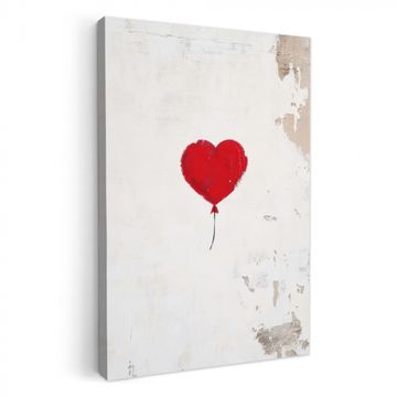 Canvas schilderij - Ballon - Rood - Hart