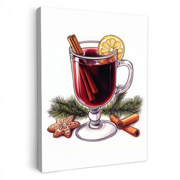 Canvas schilderij - Wijn - Drinken - Winter - Illustratie