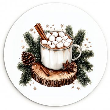 KitchenYeah - Keuken - Wandcirkel Forex - Winter - Hout - Chocolademelk - Drink