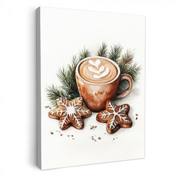 Canvas schilderij - Koffie - Koek - Winter - Art