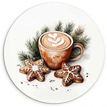 KitchenYeah - Keuken - Wandcirkel Forex - Koffie - Koek - Winter - Art