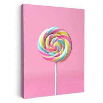 Canvas schilderij - Lolly - Roze - Snoep - Zoet