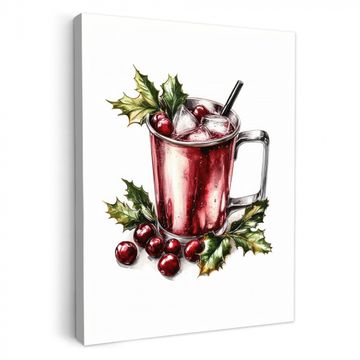 Canvas schilderij - Drank - Winter - Cocktail - Rood