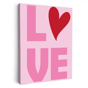 Canvas schilderij - Love - Roze - Hart - Valentijn