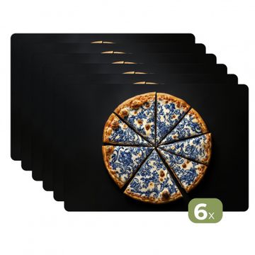 Placemat vinyl - Pizza - Eten - Delftsblauw