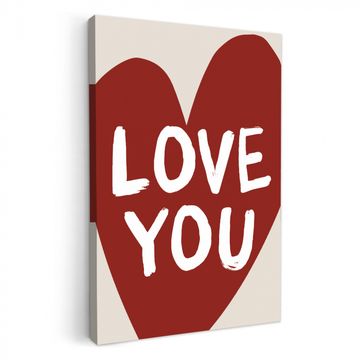 Canvas schilderij - Loveyou - Hart - Rood