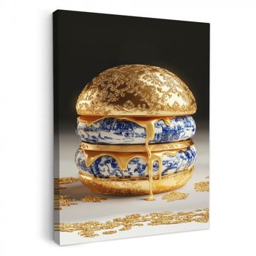 Canvas schilderij - Delftsblauw - Goud - Burger